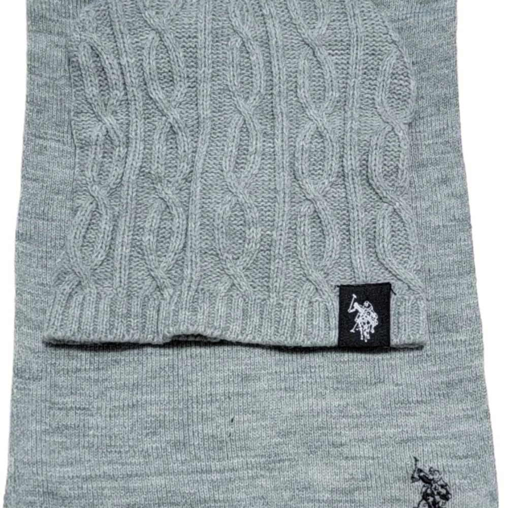 US Polo Assn. Gray Scarf & Beanie Hat Set One‎ Size